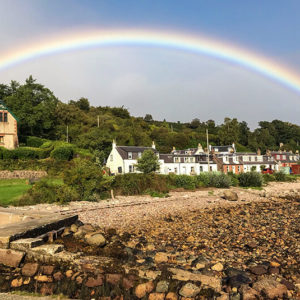 A rainbow over Corrie looking towards Bluebell